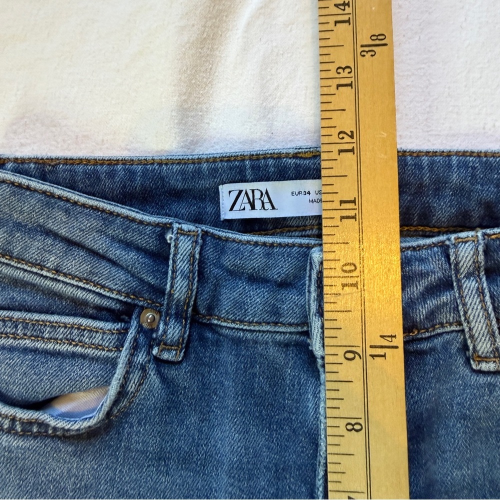 Zara High Rise Straight‎ Leg Jeans Women's Size 2 Medium Wash - Picture 11 of 14